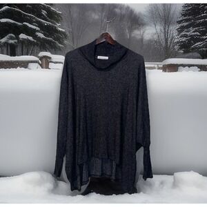 Anthropologie Self Contrast Sweater Women L‎ Tube Cuffs Oversized Turtleneck